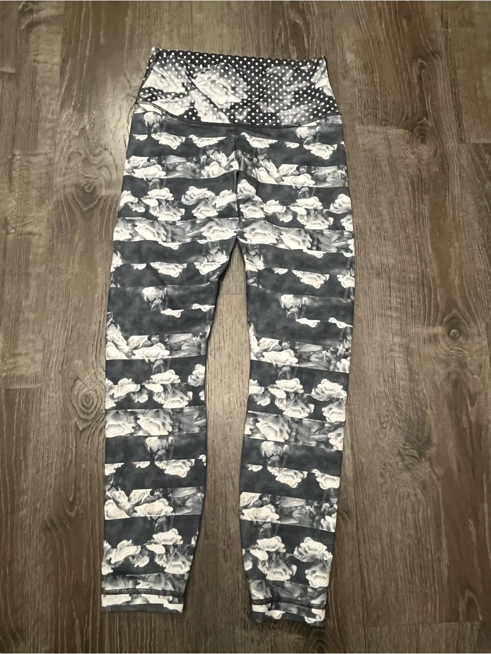 lululemon athletica Black and White Floral Stripe Leggings